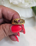 18K Yellow Gold  Ruby and Diamond Dome Ring