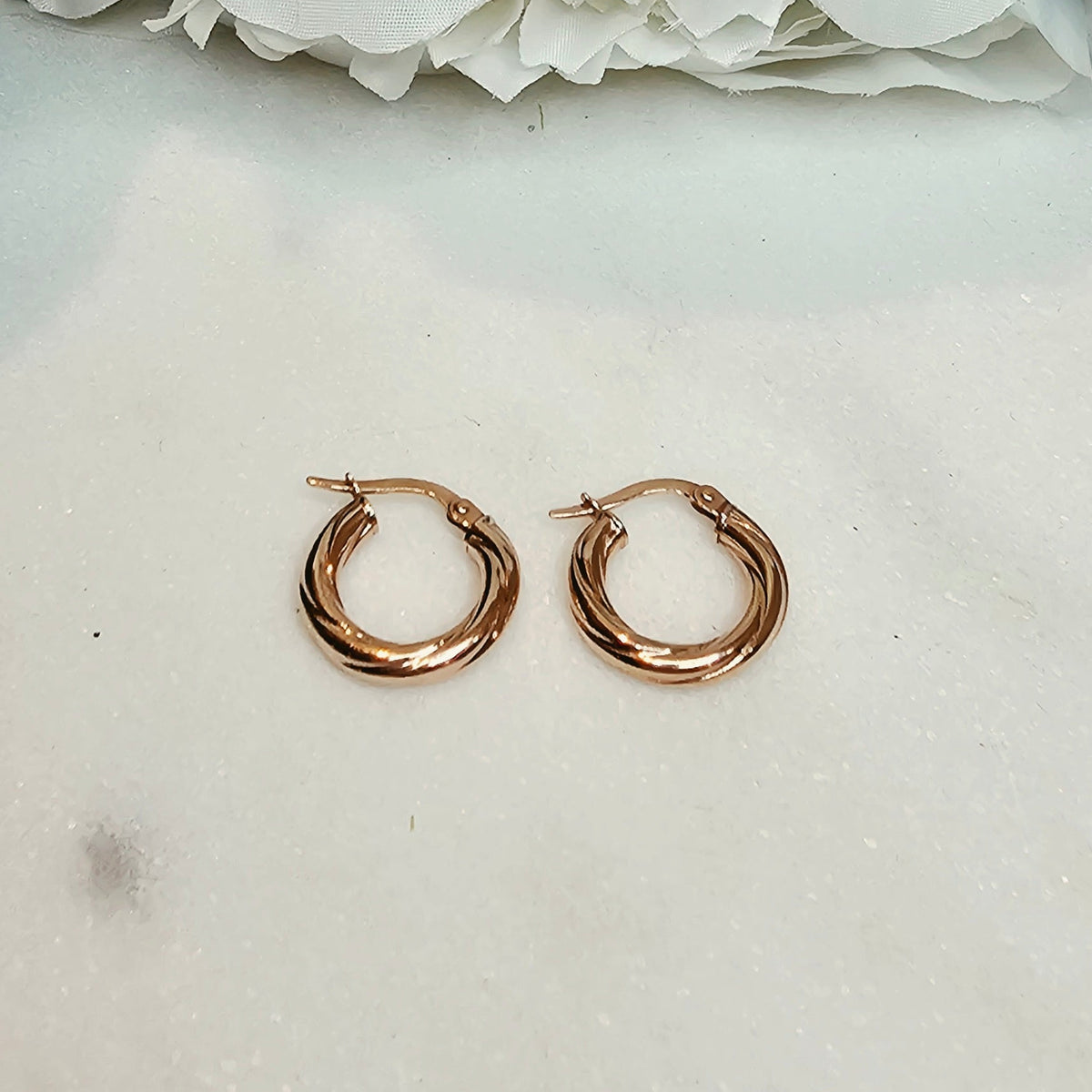 9ct Rose Gold Creole Twist Hoop Earrings