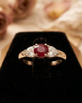 18ct Rose / White gold 3 stone Ruby & Diamond ring