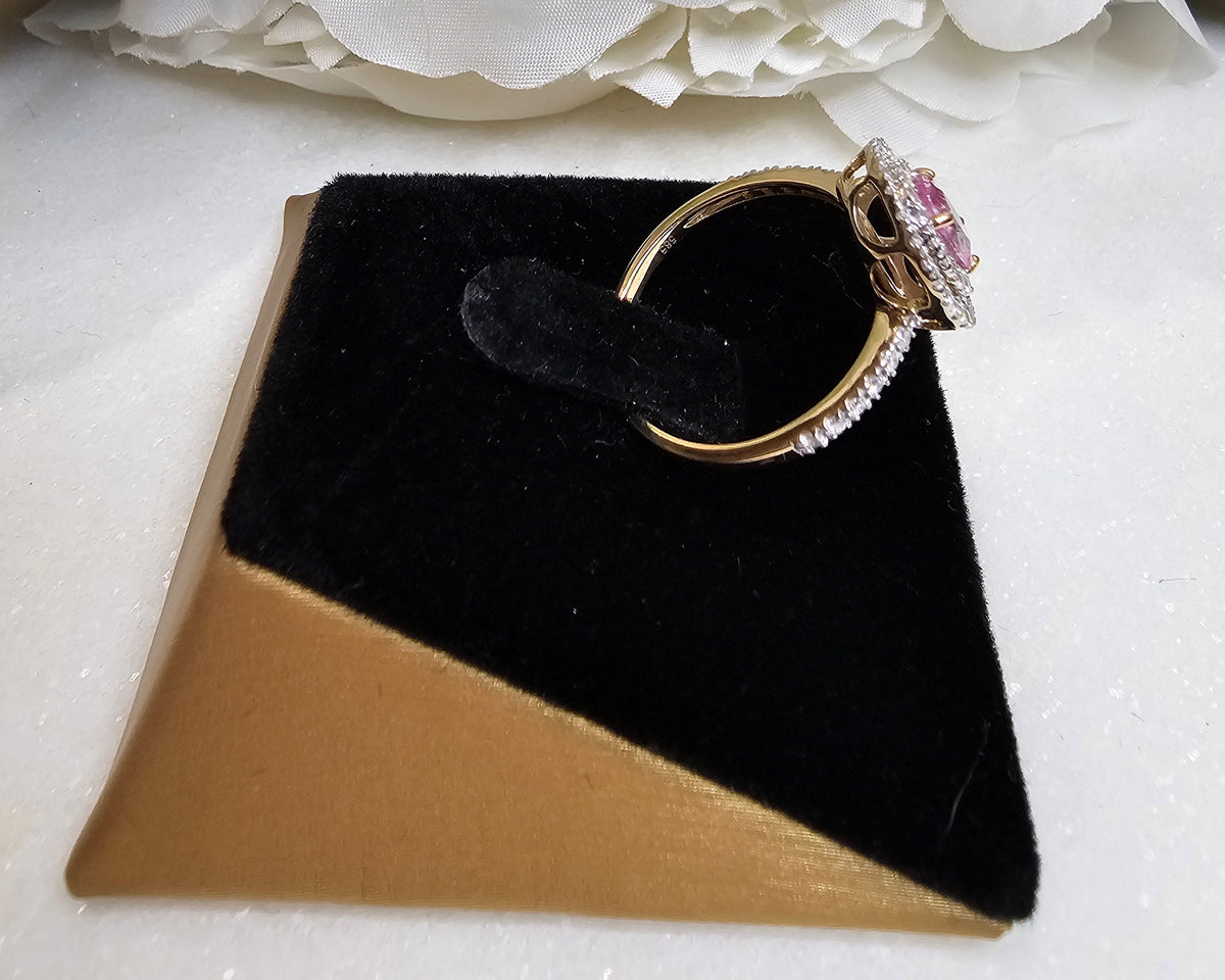 Pink Sapphire & Diamond Set ‘Double Halo’ Ring.