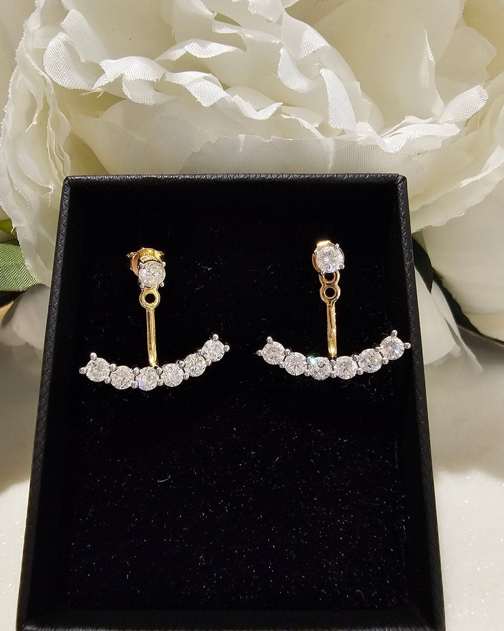 14K Yellow Gold 14 Round Diamond Multi Wear Stud Earrings