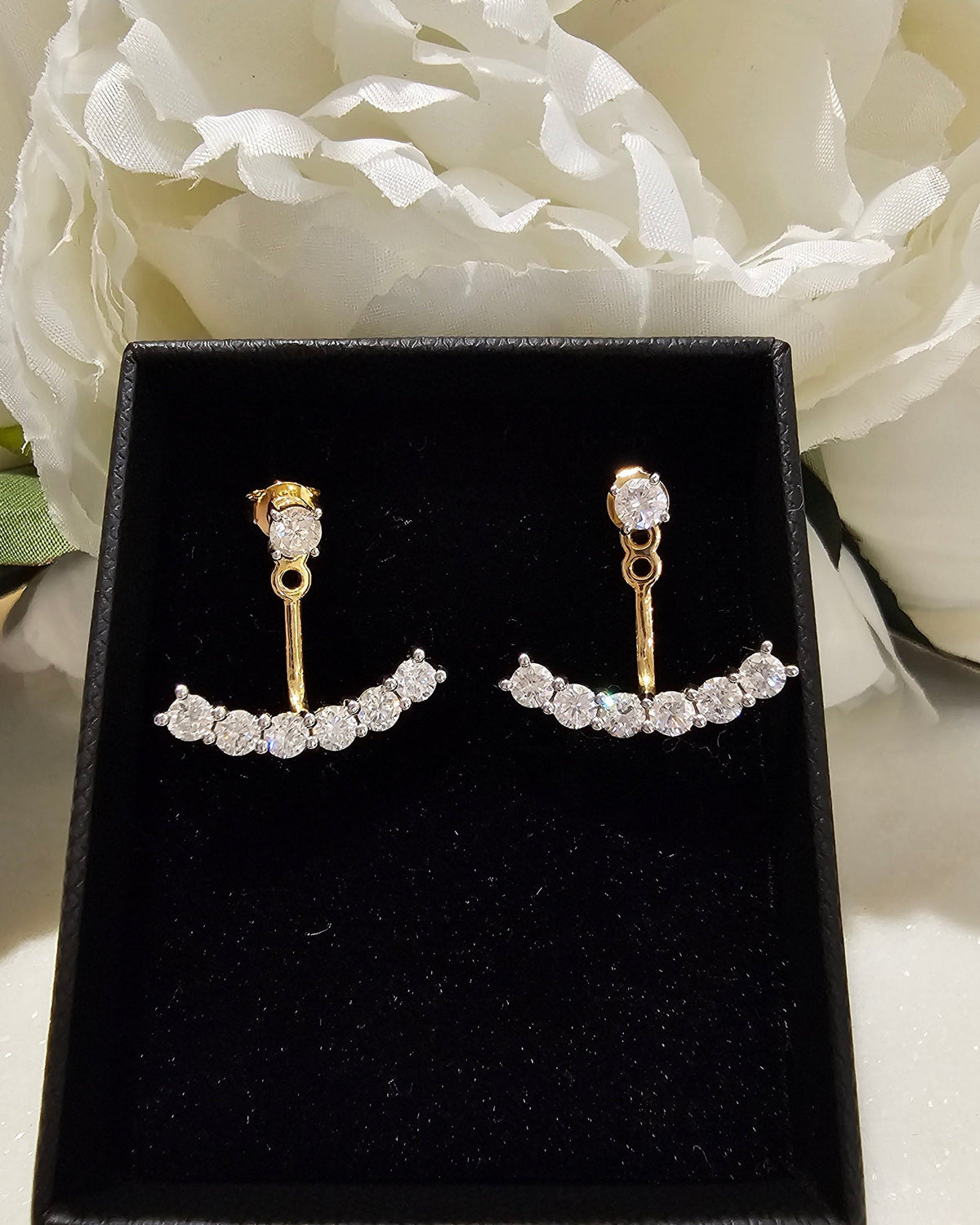 14K Yellow Gold 14 Round Diamond Multi Wear Stud Earrings