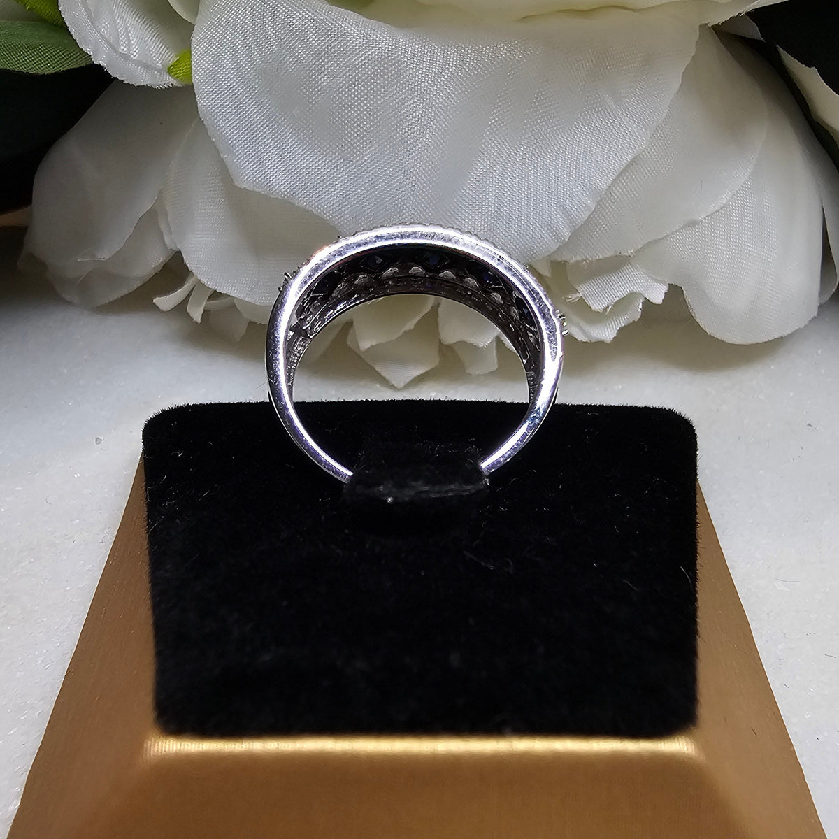 Blue Sapphire and Diamond Multi Row Statement Ring