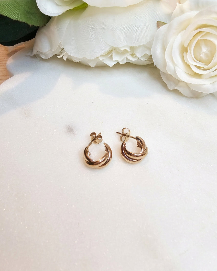 9ct Rose Gold Twisted Hoop Earrings