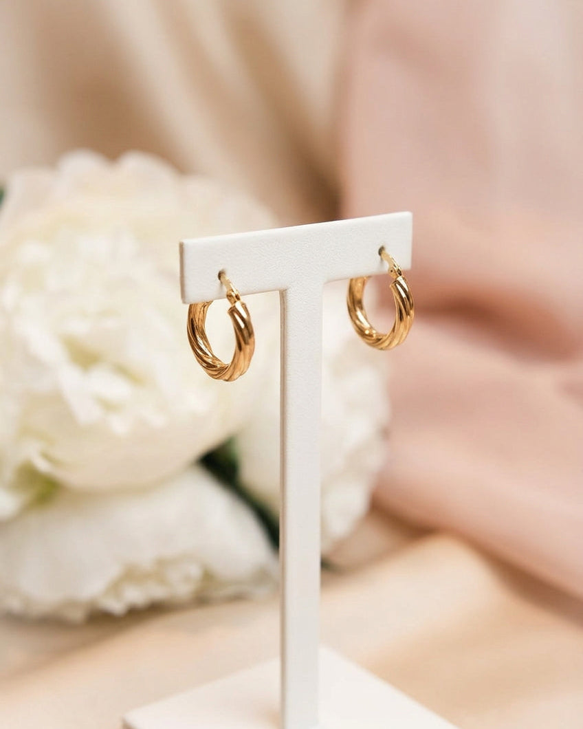 9ct Rose Gold Creole Twist Hoop Earrings
