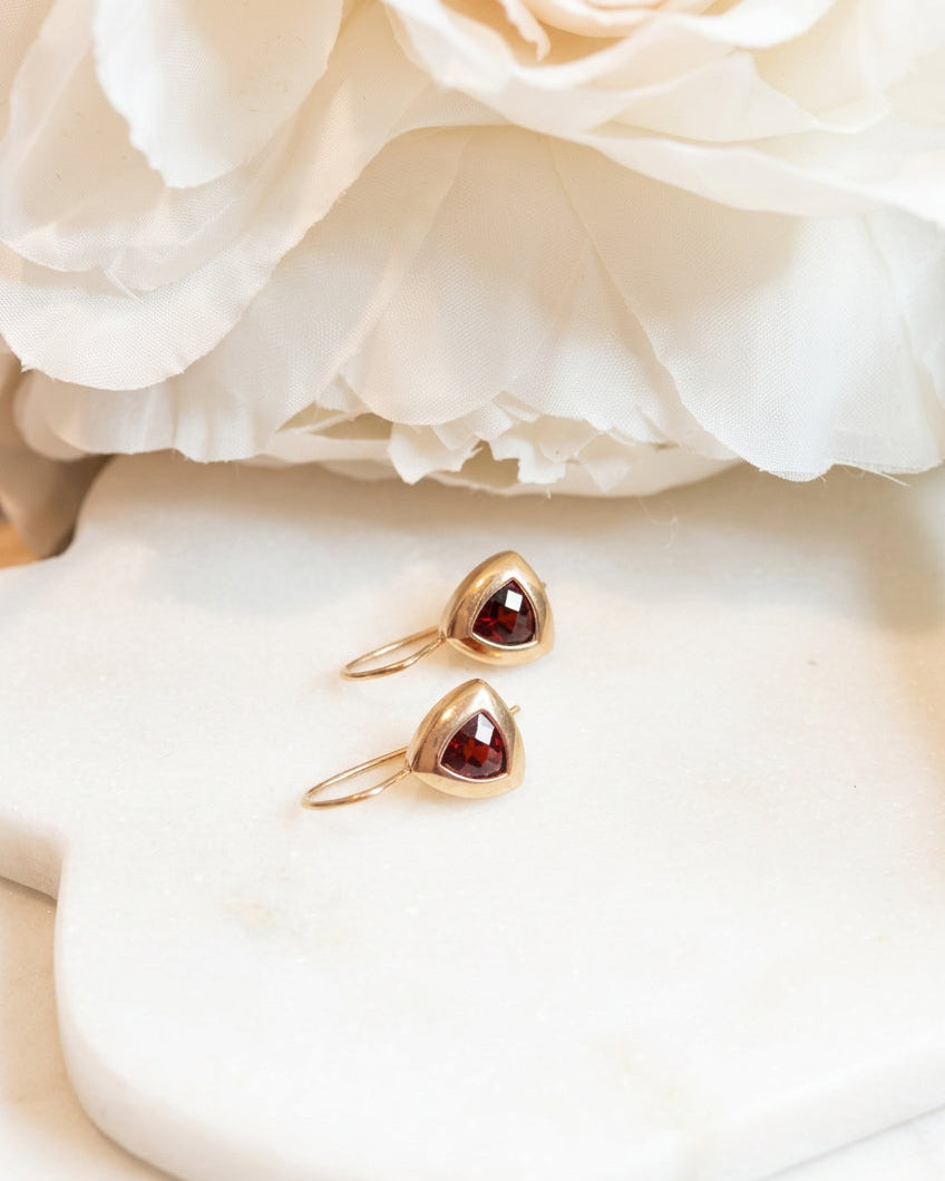 9ct Rose Gold Garnet Drop Earrings