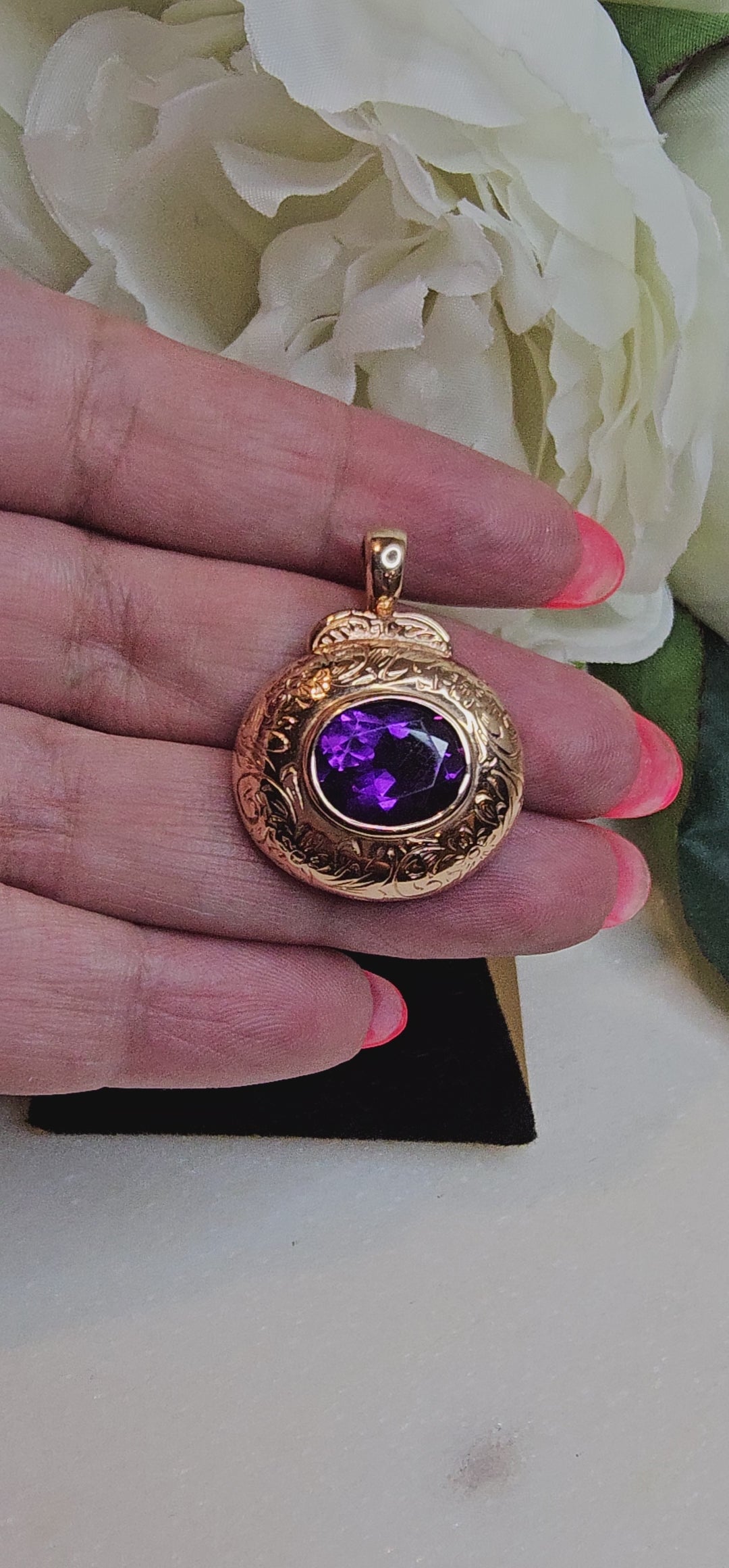 9ct Rose Gold Amethyst Enhancer Pendant