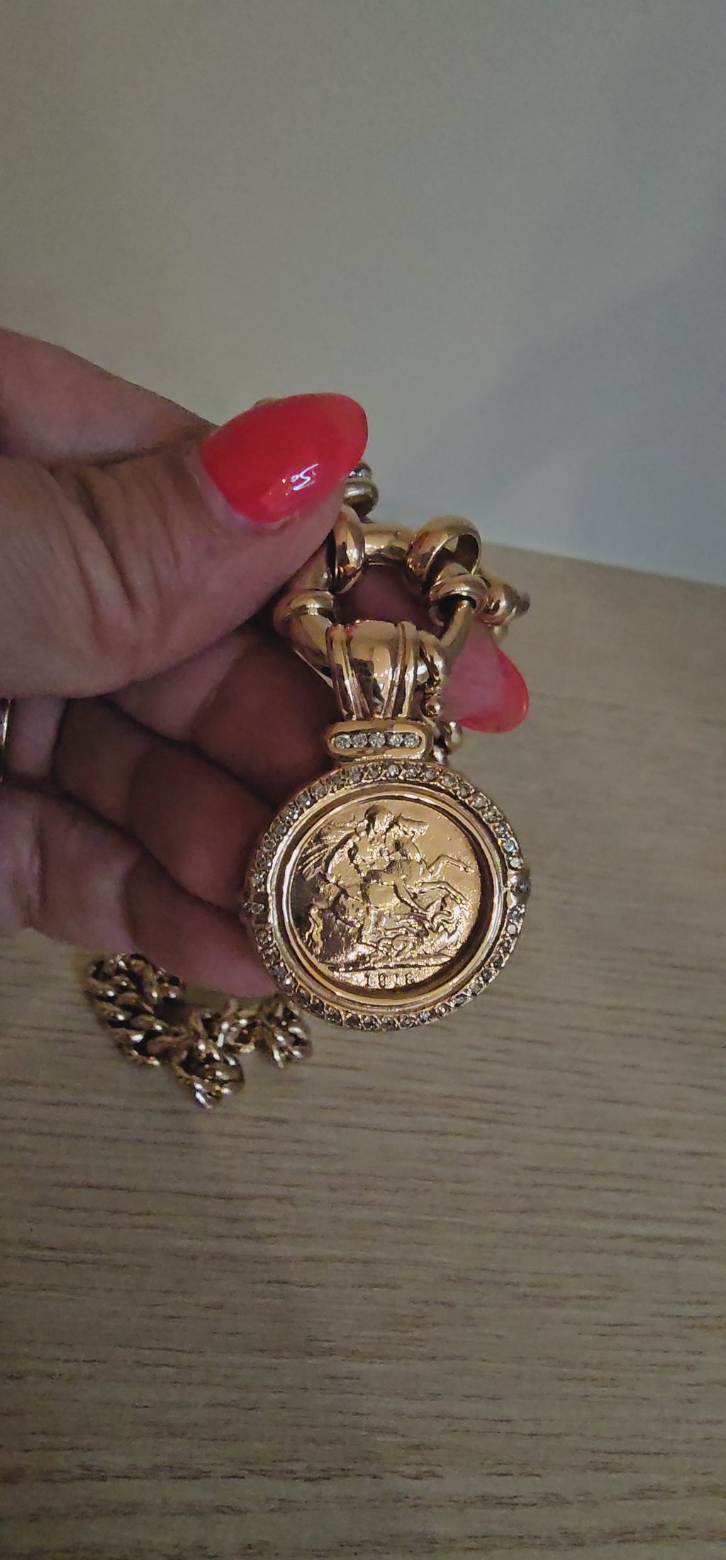9ct Rose Gold 53 stone Diamond Sovereign Coin Enhancer Pendant