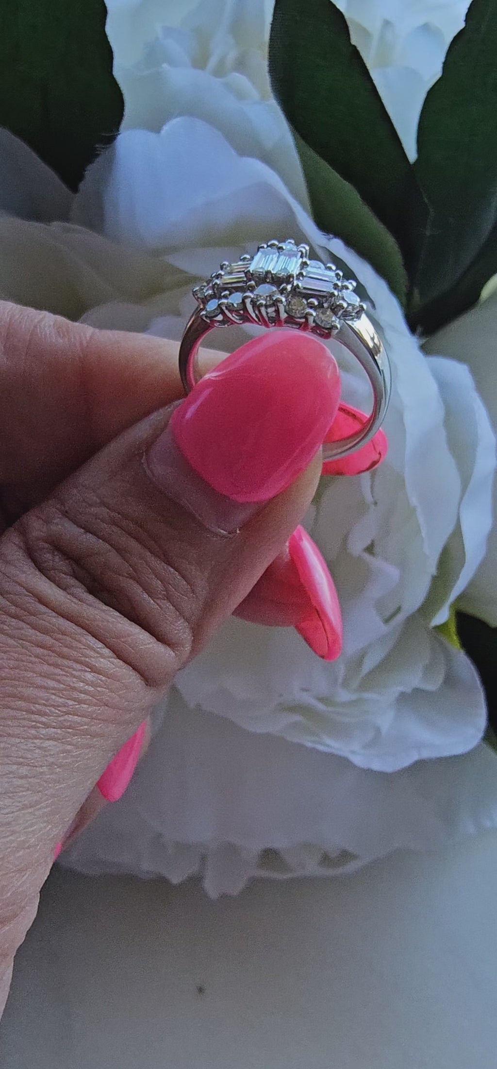 Baguette and Round Diamond Ring set in 18ct W/G