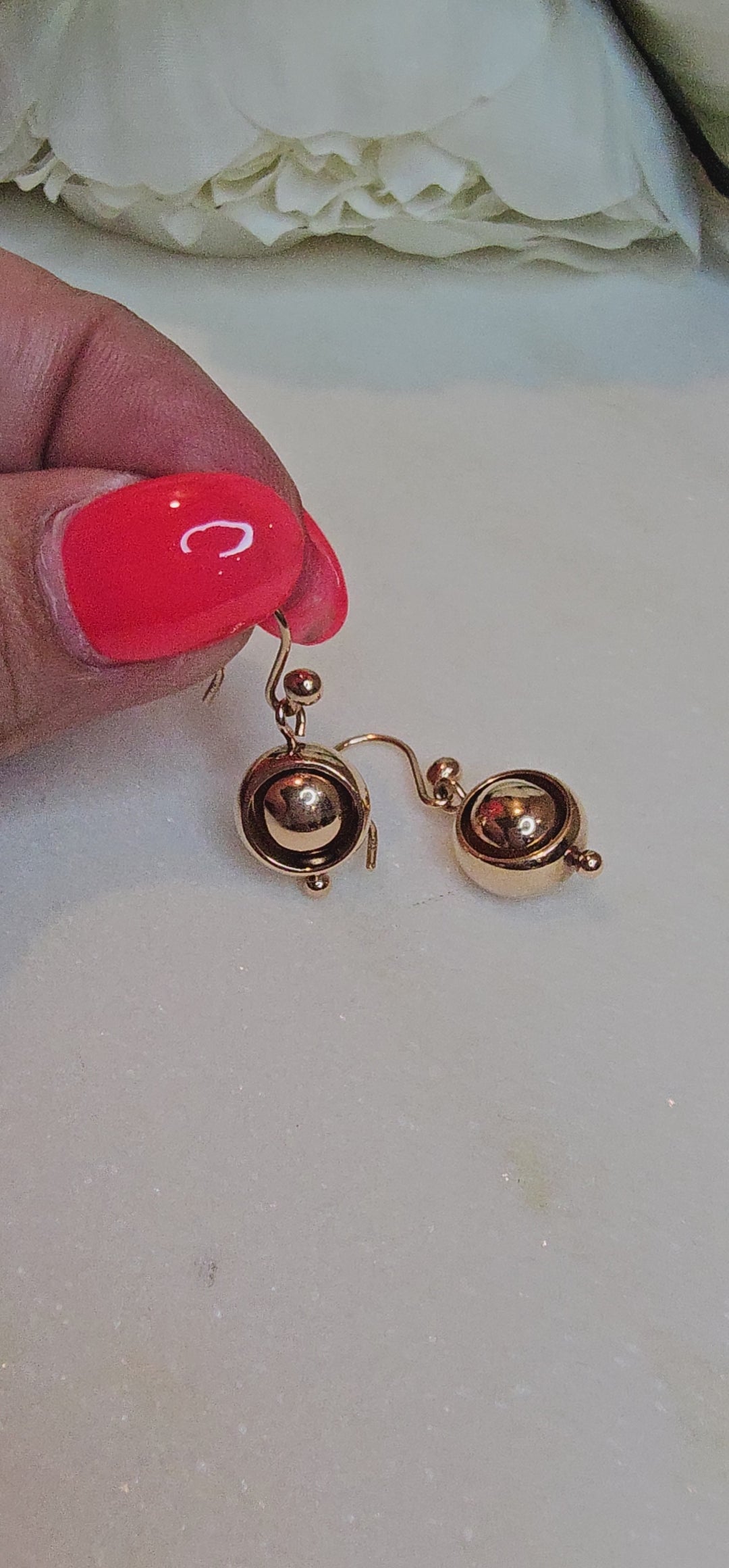 9ct Rose Gold Drop Earrings with swivel ball