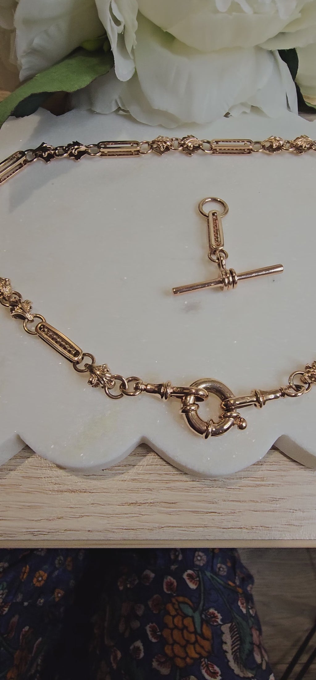 9ct Rose Gold Decorative Fancy Albert chain Necklace