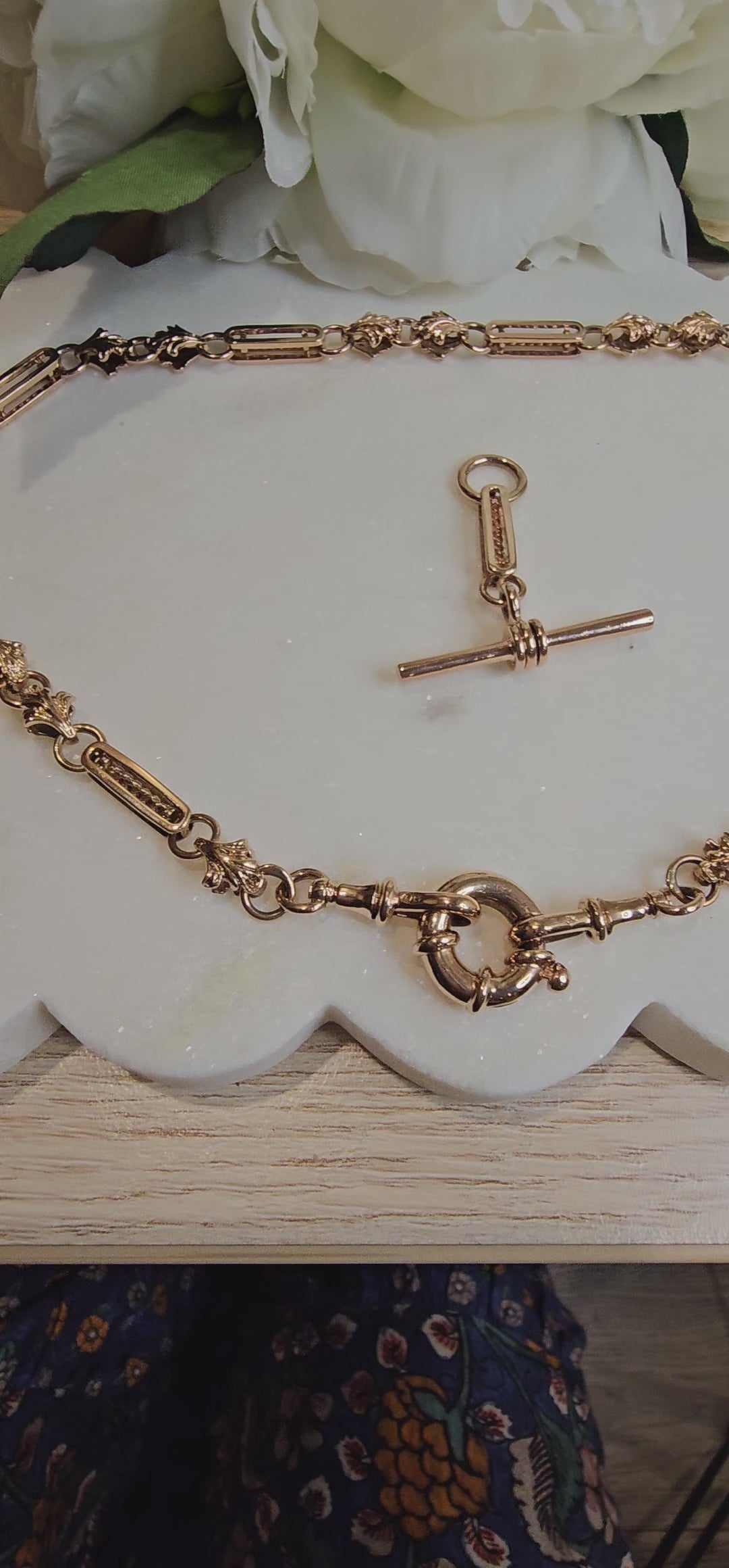 9ct Rose Gold Decorative Fancy Albert chain Necklace