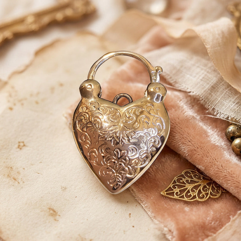 9ct Rose Gold Heart Shaped Amethyst Padlock Pendant