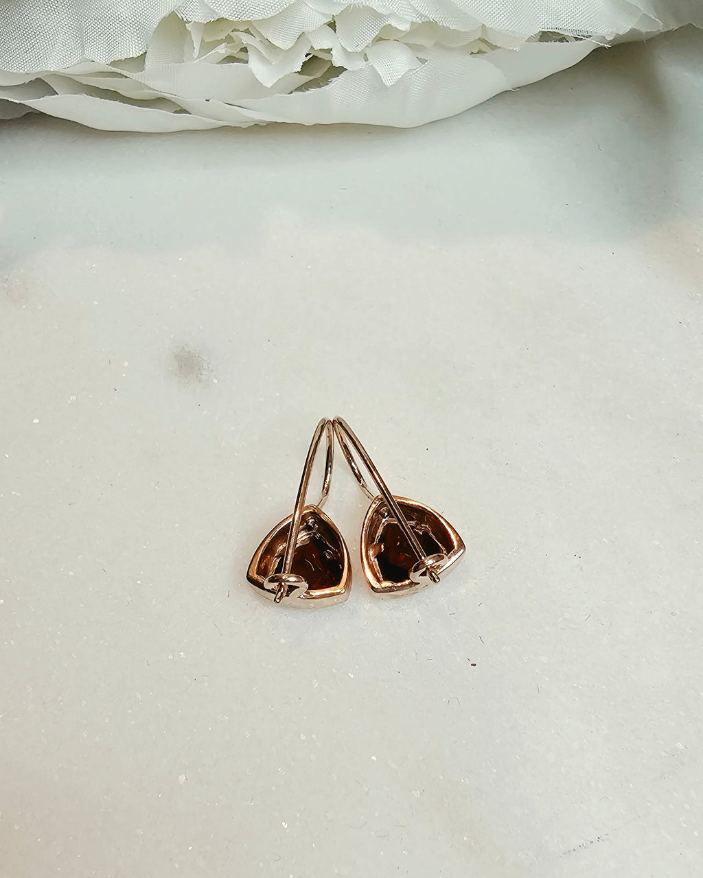 9ct Rose Gold Garnet Drop Earrings