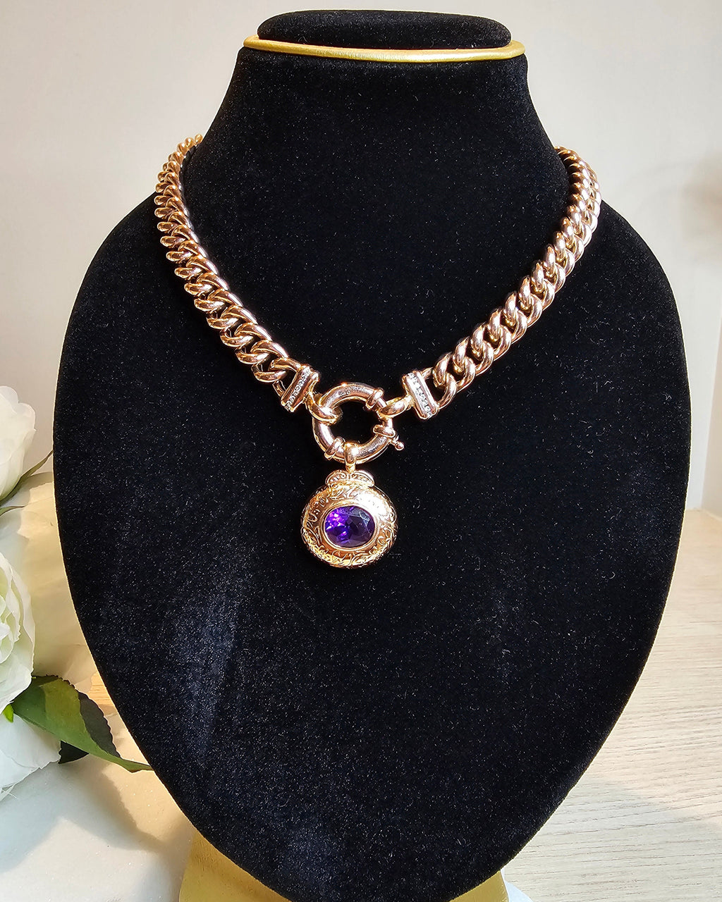 9ct Rose Gold Amethyst Enhancer Pendant