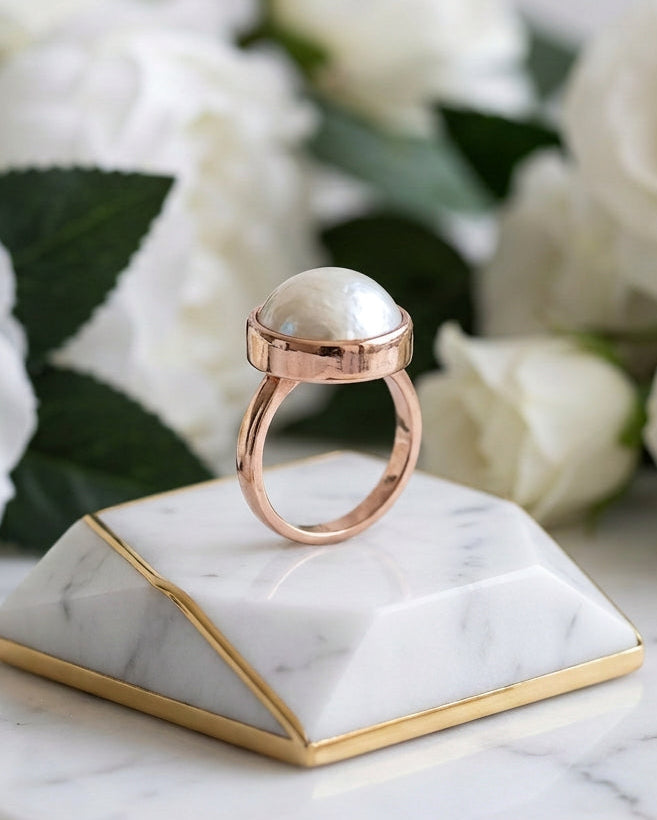 9ct Rose Gold Mabe Pearl Ring
