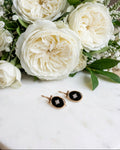 9ct Rose Gold Onyx and Diamond Drop Earrings