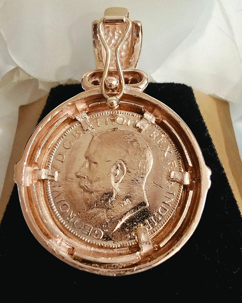 9ct Rose Gold 53 stone Diamond Sovereign Coin Enhancer Pendant