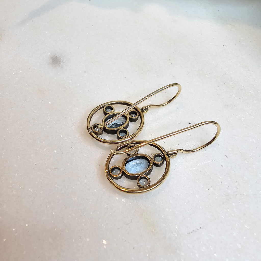 9ct Rose Gold Blue Topaz Drop Earrings
