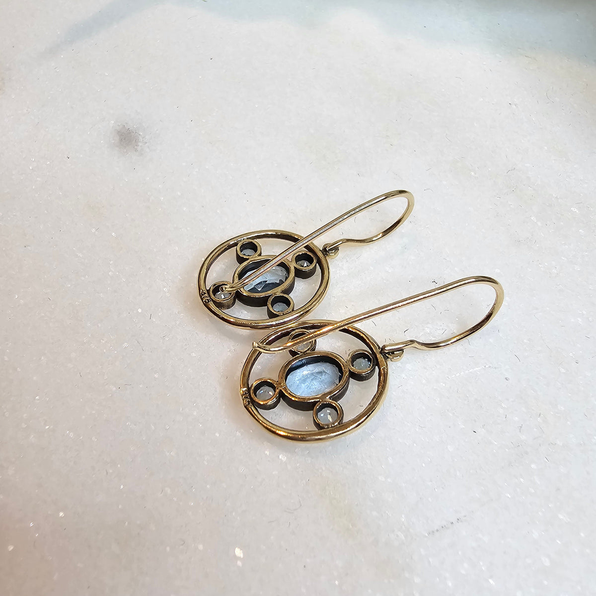9ct Rose Gold Blue Topaz Drop Earrings