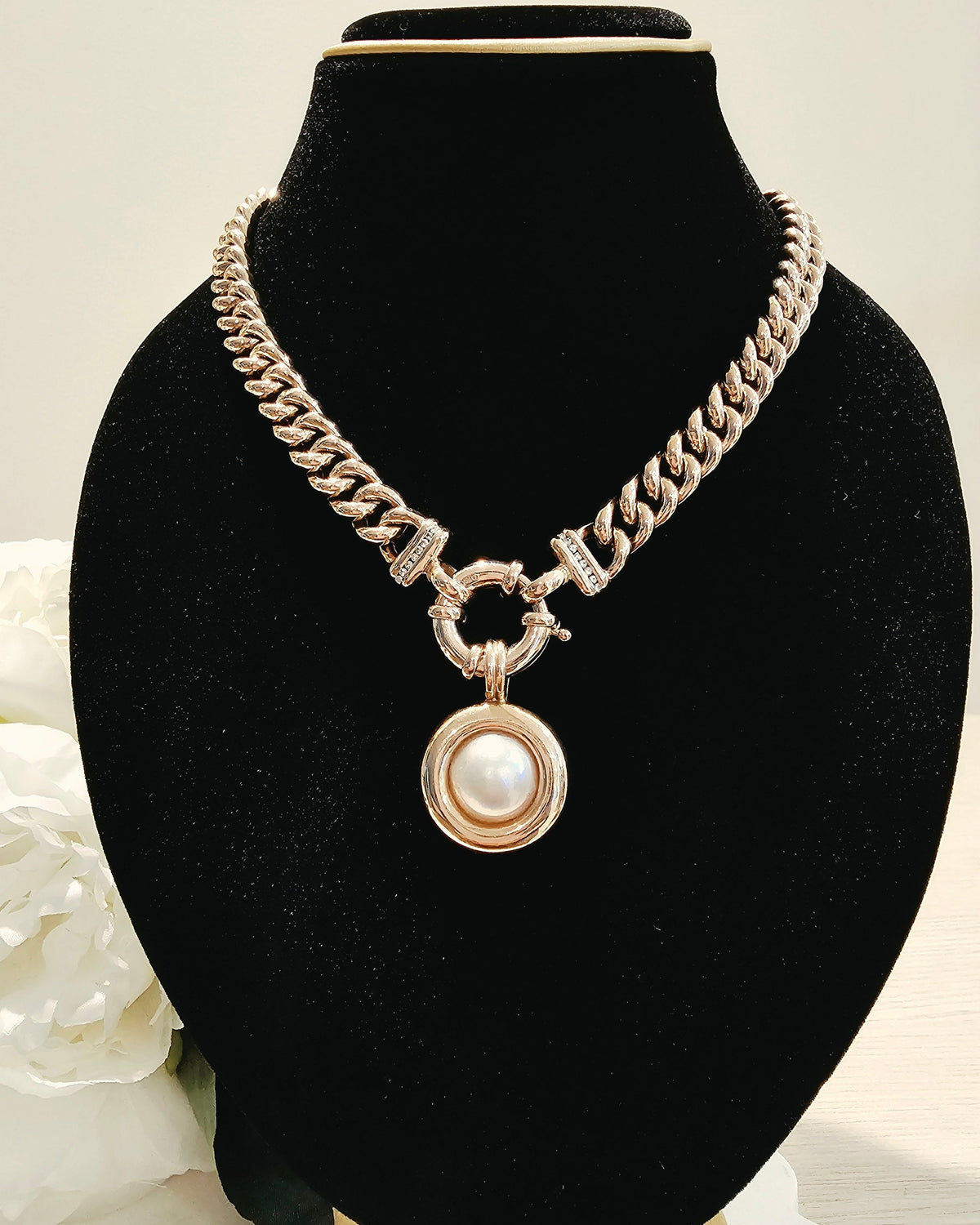 9ct Rose Gold Mabe Pearl Enhancer Pendant