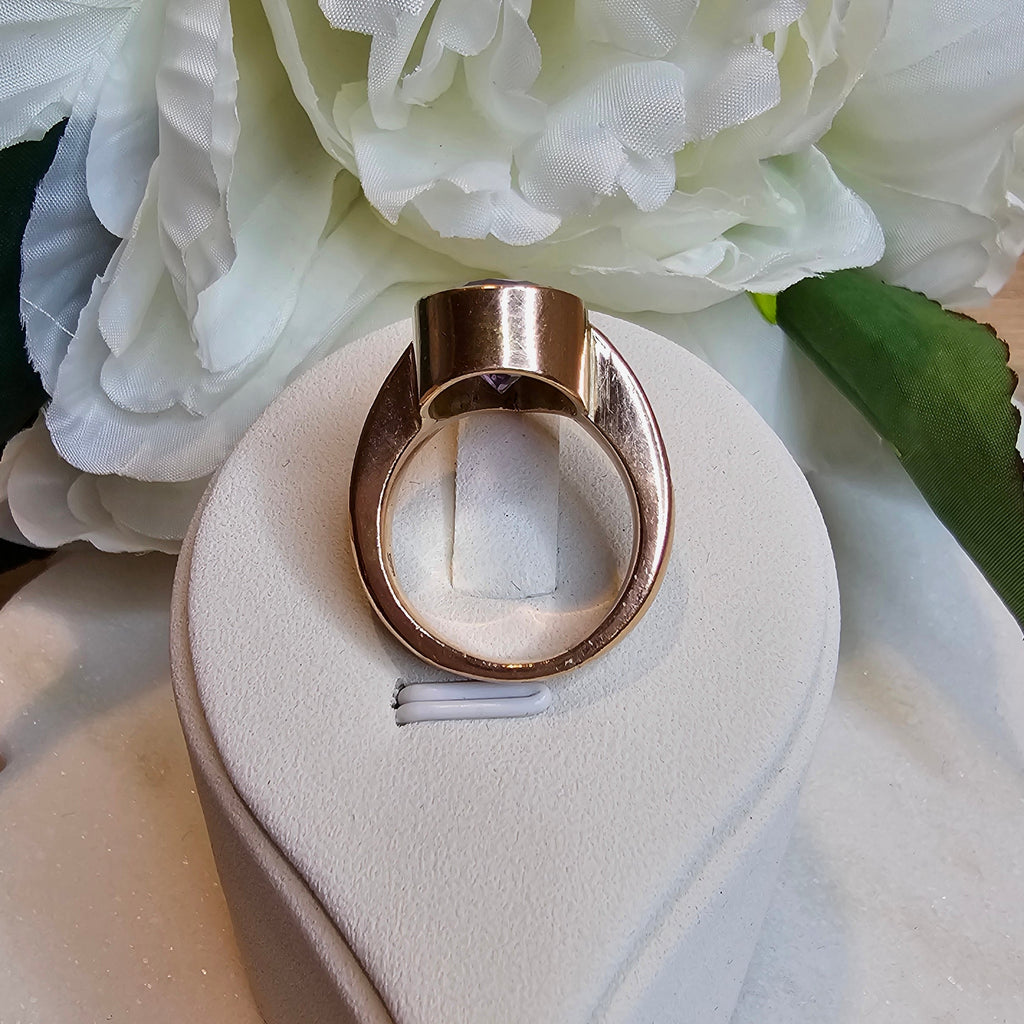 9ct Rose Gold Large Pear shaped Amethyst Ring